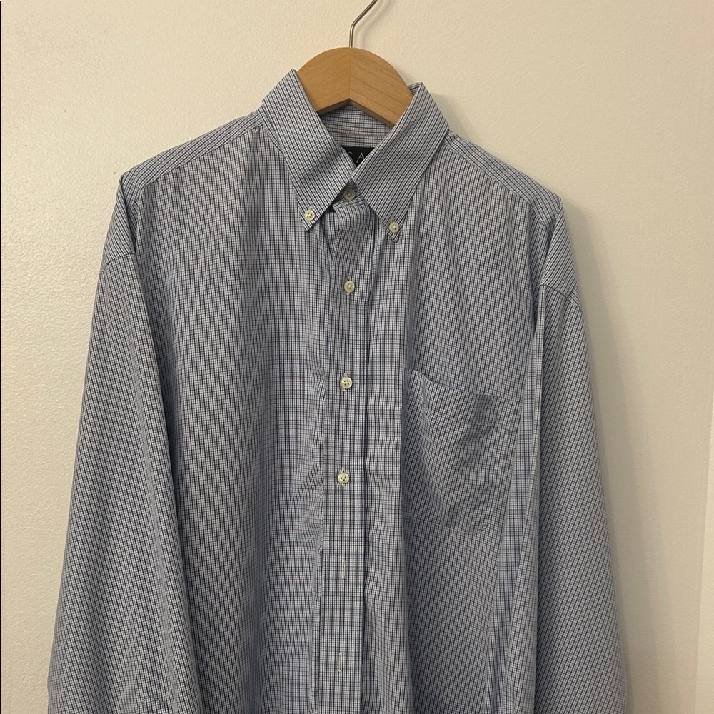 Jos. A. Bank Traveler’ Collection Blue Checkered Casual Shirt